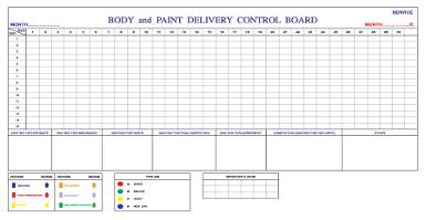 บอร์ดตารางควบคุมการตรวจซ่อมตัวถังและพ่นสี  (Body & Paint)